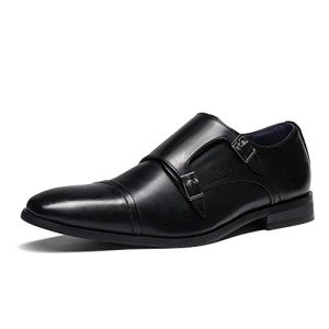 Bruno Marc Men's Dress Loafer Shoes Monk Strap Slip On Loafers HUTCHINGSONWIDE_2 Black, Size 12