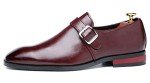 Mens Dress Shoes Moccasins for Men Slip On Leather Monk Straps Shoes Smoking Slipper Classic Vintage Loafers Burgundy 12 US