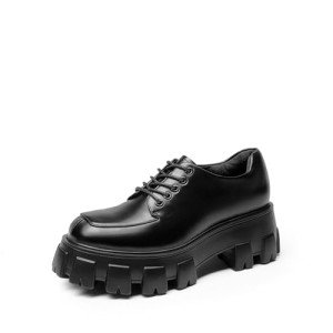 DREAM PAIRS Women's Platform Oxford Chunky Lace Up Lug Sole Comfort Business Work Dress Shoes,Size 10,Black-PU,SDOX2404W