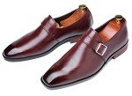 Mens Dress Shoes Moccasins for Men Slip On Leather Monk Straps Shoes Smoking Slipper Classic Vintage Loafers Burgundy 12 US