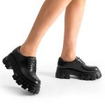 DREAM PAIRS Women's Platform Oxford Chunky Lace Up Lug Sole Comfort Business Work Dress Shoes,Size 10,Black-PU,SDOX2404W