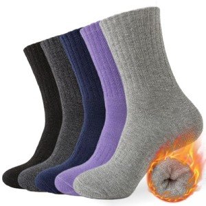 VoJoPi Wool Socks for Women Thermal and Warm Hiking Socks Winter Thick Cozy Cushion Boot Work Socks 5 Pairs