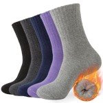 VoJoPi Wool Socks for Women Thermal and Warm Hiking Socks Winter Thick Cozy Cushion Boot Work Socks 5 Pairs