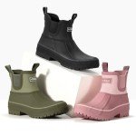 HISEA Women's Duck Chelsea Rain Boots Waterproof Short Garden Boot Outdoor Mud Boots