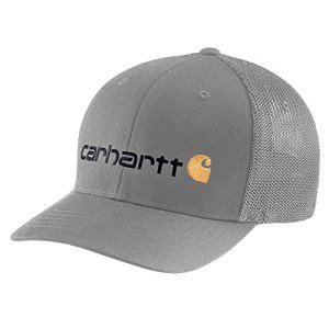 Carhartt mens Rugged Flex Fitted Canvas Mesh Back Graphic Baseball Cap, Asphalt, Large-X-Large US