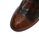 Mona flying Womens Leather Chunky Heel Monk Strap Oxfords Wingtip Ladies Mid Heel Dress Loafers Pumps Shoes with Buckle Yellow Black