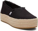 TOMS Women's Valencia Slip-on Platform Espadrille Black Canvas 9