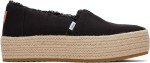 TOMS Women's Valencia Slip-on Platform Espadrille Black Canvas 9