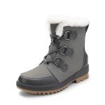 DREAM PAIRS Ankle Winter Boots for Women Snow Boots Anti-Slip Resistant Classic Warm Faux Fur Lined Lace Up for Outdoor Hiking Walking,Size 7,Dark grey,SDSB2414W
