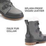 DREAM PAIRS Ankle Winter Boots for Women Snow Boots Anti-Slip Resistant Classic Warm Faux Fur Lined Lace Up for Outdoor Hiking Walking,Size 7,Dark grey,SDSB2414W