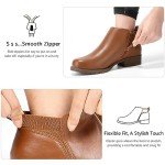 Bacia Chelsea Boots Women Ankle Booties Short 2024 Womens Low Heel Flat Slip on Fall Classic Trendy Fashion Zipper Dress Dressy Round Vintage Casual Rubber Non Slip Comfy Retro Brown 8 US
