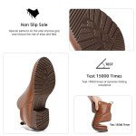 Bacia Chelsea Boots Women Ankle Booties Short 2024 Womens Low Heel Flat Slip on Fall Classic Trendy Fashion Zipper Dress Dressy Round Vintage Casual Rubber Non Slip Comfy Retro Brown 8 US