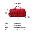 ZUEVI Sports Gym Duffel Bag for Men or Women Waterproof Weekender Travel Bag with Shoes Compartment Dry and Wet Separation for Training Swim Yoga(RED)