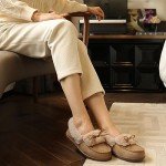 RockDove Women's Faux Fur Lined Micro Suede Moccasin Slipper, Size 9 US Women, Tan