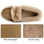 RockDove Women's Faux Fur Lined Micro Suede Moccasin Slipper, Size 9 US Women, Tan