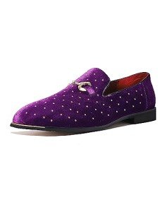 LCQL Men's Monk Strap Suede Penny Loafers Shoes Flats Slippers Velvet Loafers Slip-On Oxford Shoes Plus Size Shoes K12 Purple Size 7
