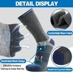 Merino Wool Hiking Socks for Women Men Warm Thermal Winter Cozy Boot Work Crew Socks Gifts Stocking Stuffers 5 Pairs (Dark Pinstripes A,M)