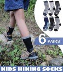 LINEMIN Kids Merino Wool Hiking Socks Toddlers Boys Girls Winter Warm Thick Thermal Boot Cushion Crew Socks 6 Pairs (4-7 Years, Mix Color Hiking Socks)