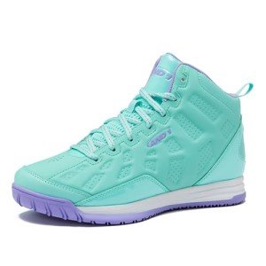 AND1 Showout Girls & Boys Basketball Shoes Kids, Boys High Top Sneakers - Aqua Blue/Lavender, 3 Little Kid