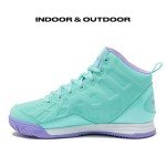 AND1 Showout Girls & Boys Basketball Shoes Kids, Boys High Top Sneakers - Aqua Blue/Lavender, 3 Little Kid
