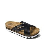 Reef Women's Cushion Bloom Hi Slide Sandal, Black/Tan, 10