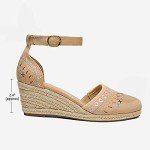 DREAM PAIRS Women's Espadrilles Closed Toe Ankle Strap Dressy Platform Wedge Sandals,Size 9,Nude,AMANDA-2