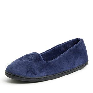 Dearfoams Women's Rebecca Lightweight Cozy Memory Foam Closed Back Slipper with Wide Widths, Peacoat, 5 - 6