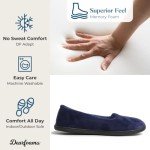 Dearfoams Women's Rebecca Lightweight Cozy Memory Foam Closed Back Slipper with Wide Widths, Peacoat, 5 - 6