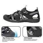 GRITION Mens Outdoor Hiking Sandals Summer Beach Closed Toe Water Sandal Waterproof Comfortable Fisherman Adventures Sport Athletic Walking Traveling Shoes Sandles 46EU/12US Black