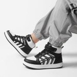 DREAM PAIRS Boys Girls Sneaker High Top Basketball Shoes Kids LilLegends JuniorFly Jumpers Sports Shoes for Athletic School Gym,Size 4 Big Kid,White/Black,SDFS2422K