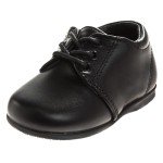 Josmo Baby Walking Shoes Laceup First Step Training Booties - Kids Boys Formal Dress Shoe Loafer Oxford Saddle Learn to Walk - Black (Size 4 Infant)