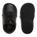 Josmo Baby Walking Shoes Laceup First Step Training Booties - Kids Boys Formal Dress Shoe Loafer Oxford Saddle Learn to Walk - Black (Size 4 Infant)