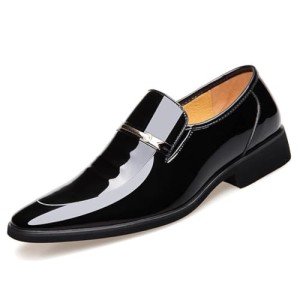 Men's Dress Shoes Oxford Formal Classic Business Shoes Casual Wedding Faux Patent Derby Shoe Black