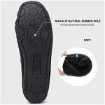 KOLILI House Slippers for Women Fuzzy Moccasin Shoes Suede Loafers Black/7 M US