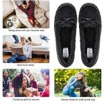 KOLILI House Slippers for Women Fuzzy Moccasin Shoes Suede Loafers Black/7 M US
