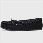 KOLILI House Slippers for Women Fuzzy Moccasin Shoes Suede Loafers Black/7 M US