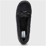 KOLILI House Slippers for Women Fuzzy Moccasin Shoes Suede Loafers Black/7 M US