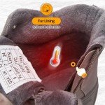 ZGR Womens Ankle Combat Snow Boots,Black Lace Up Waterproof Hiking Boots For Women,Winter Fur Lined Boots With Side Zipper（Grey.us9