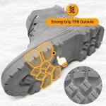 ZGR Womens Ankle Combat Snow Boots,Black Lace Up Waterproof Hiking Boots For Women,Winter Fur Lined Boots With Side Zipper（Grey.us9