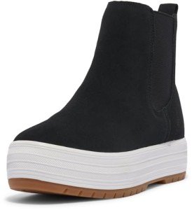 Keds The Platform Chelsea Lug, Boot Womens, Black Suede, 8 Medium