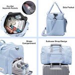 Suruid Sports Gym Bag with Shoes Compartment Travel Duffel Bag with Dry Wet Separated Pocket for Men and Women, Overnight Bag Weekender Bag Training Handbag Yoga Bag - Blue