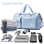 Suruid Sports Gym Bag with Shoes Compartment Travel Duffel Bag with Dry Wet Separated Pocket for Men and Women, Overnight Bag Weekender Bag Training Handbag Yoga Bag - Blue
