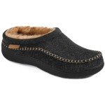 Zigzagger Men's Slip On Moccasin Slippers, Indoor/Outdoor Warm Fuzzy Comfy House Shoes, Fluffy Wide Loafer Slippers, Wool Black, 10.5 D(M) US