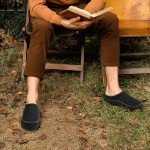 Zigzagger Men's Slip On Moccasin Slippers, Indoor/Outdoor Warm Fuzzy Comfy House Shoes, Fluffy Wide Loafer Slippers, Wool Black, 10.5 D(M) US