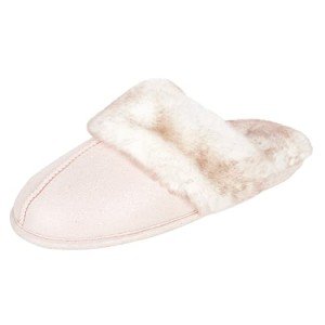 Jessica Simpson Women's Comfy Faux Fur House Slipper Scuff Memory Foam Slip on Anti-Skid Sole, Pink, X-Large