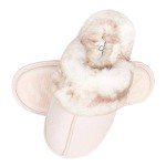 Jessica Simpson Women's Comfy Faux Fur House Slipper Scuff Memory Foam Slip on Anti-Skid Sole, Pink, X-Large