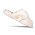 Jessica Simpson Women's Comfy Faux Fur House Slipper Scuff Memory Foam Slip on Anti-Skid Sole, Pink, X-Large