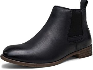 Jousen Men's Chelsea Boots Leather Casual Mens Chukka Boots Retro Elastic Ankle Dress Boots for Men (AMY8154 Black 13)