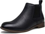 Jousen Men's Chelsea Boots Leather Casual Mens Chukka Boots Retro Elastic Ankle Dress Boots for Men (AMY8154 Black 13)