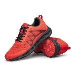 vibdiv Women Runners Walking Hiking Shoes Fashion Sneakers Fitness Training Gym Wide Black Red 10